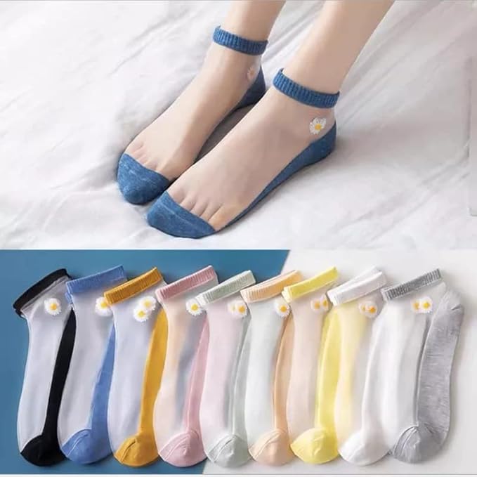 10 Pairs Elastic Women Ankle Length Socks Transparent  moo64 - TUZZUT Qatar Online Shopping