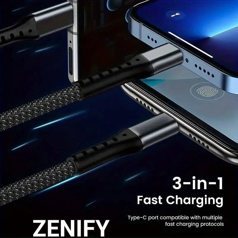 3 In 1 Super Fast Charging Usb Cable (Lightning- Type C- Micro) S224 3 In 1 Super Fast Charging Usb Cable (Lightning- Type C- Micro) S224