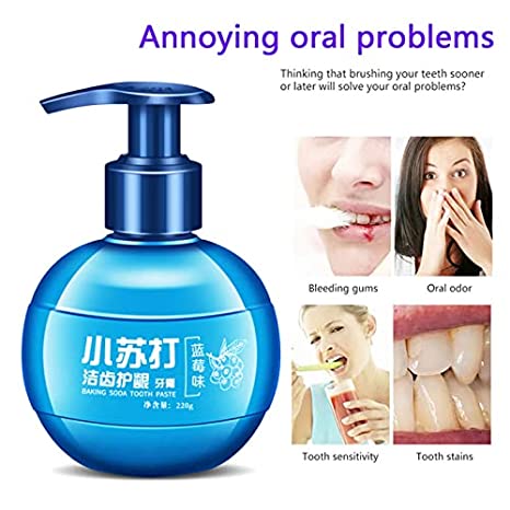 220g Instant Clean Intensive Stain Removal Whitening Toothpaste Baking Soda Blueberry Flavor Toothpaste Prevent Tooth Decay - Tuzzut.com Qatar Online Shopping