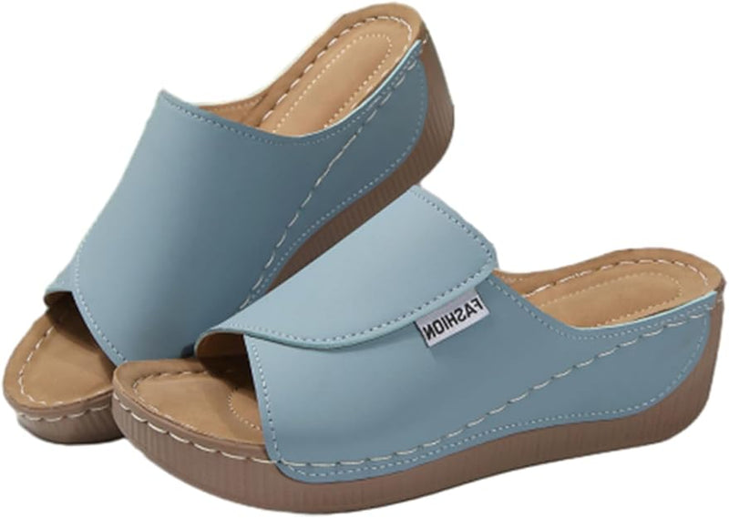 Thick-soled Wedge Sandals for Women Blue 186683 - TUZZUT Qatar Online Shopping