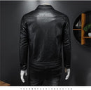Motorcycle Faux Leather Jacket Men's Black Jaqueta De Couro Masculina Outwear Male PU Leather Coats M S4787837 - Tuzzut.com Qatar Online Shopping