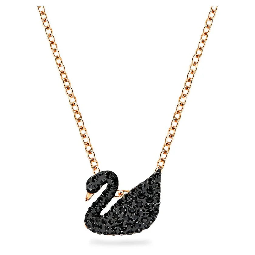 Black Swan Pendant Rose Gold Necklace DN2057 Black Swan Pendant Rose Gold Necklace DN2057