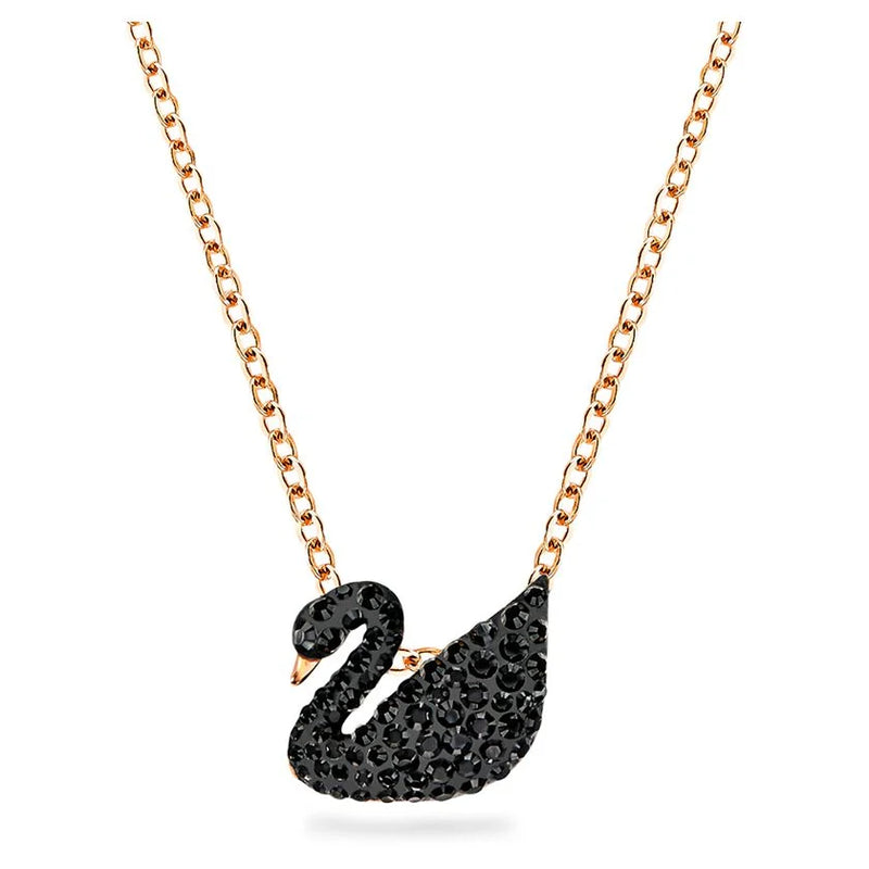 Black Swan Pendant Rose Gold Necklace DN2057 - TUZZUT Qatar Online Shopping