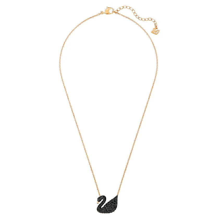 Black Swan Pendant Rose Gold Necklace DN2057 Black Swan Pendant Rose Gold Necklace DN2057