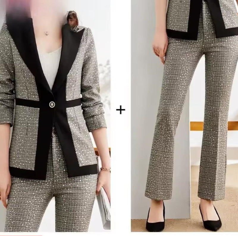 Women's Single Button Slim Fitting Blazer Pants Suit  B-59938 - TUZZUT Qatar Online Shopping