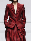 Long Sleeves Loose Striped Notched Collar Blazer Outerwear 171888 - TUZZUT Qatar Online Shopping