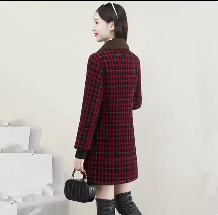Middle-aged women's winter imitation mink cashmere long coat, plush knitted cardigan, plaid woolen jacket X738255 Middle-aged women's winter imitation mink cashmere long coat, plush knitted cardigan, plaid woolen jacket X738255