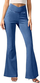 Leggings for Women High Waisted Bootcut Denim Pants Skinny Stetchy Wide Leg Jeggings Leisure Trousers Running Workout Casual Lounge Wear   WAK0087 - TUZZUT Qatar Online Shopping