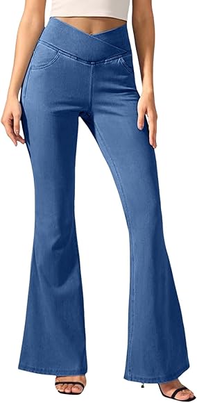 Leggings for Women High Waisted Bootcut Denim Pants Skinny Stetchy Wide Leg Jeggings Leisure Trousers Running Workout Casual Lounge Wear WAK0087 Leggings for Women High Waisted Bootcut Denim Pants Skinny Stetchy Wide Leg Jeggings Leisure Trousers Running Workout Casual Lounge Wear WAK0087