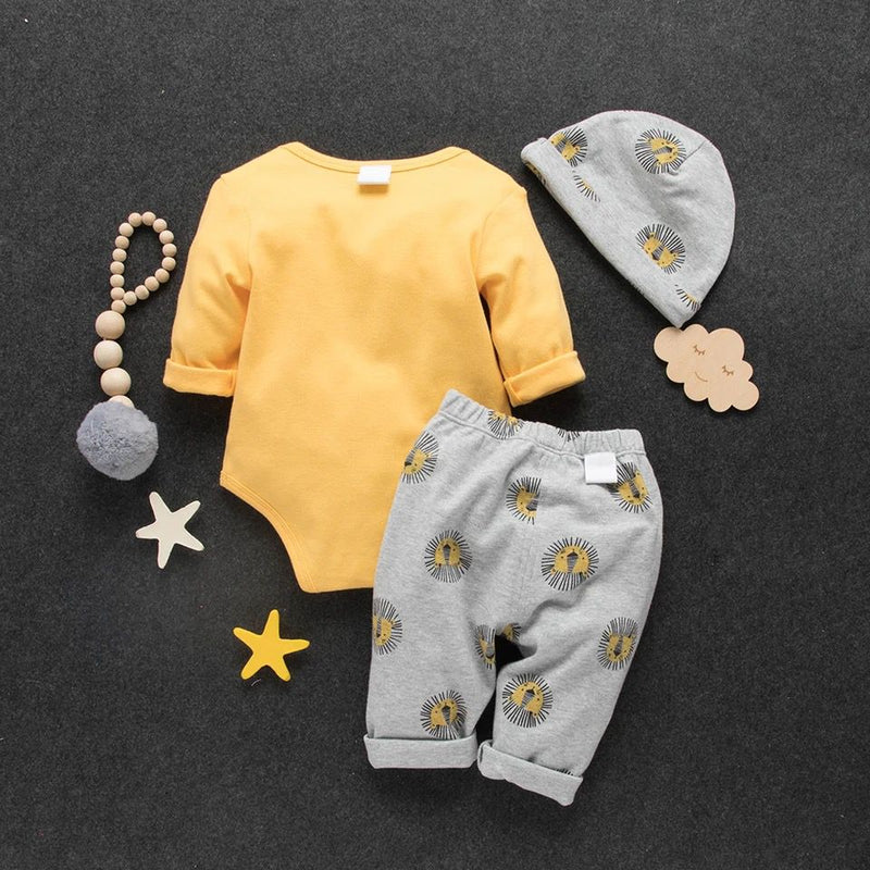Bebe Spring and Autumn Cotton Lion Casual 3 Pieces Baby 19207439 - Tuzzut.com Qatar Online Shopping