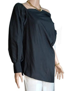 Celmia Women's Black Asymmetrical Off Shoulder Casual Business Top M S3349508 - Tuzzut.com Qatar Online Shopping