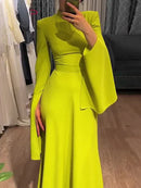 Ruffle Sleeves Skinny Belted Solid Color Round-Neck Maxi Dresses 137459
