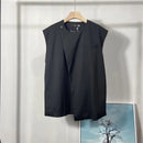 Men's Round Neck Vest In Spring And Autumn Loose And Simple Korean Fashion Oblique Buckle Design Personalized Small Coat L X352942 - Tuzzut.com Qatar Online Shopping