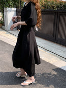 Women's Fashion Satin Silk Lace-up Waist Hugging Puff sleeve Dress S4374530 - Tuzzut.com Qatar Online Shopping