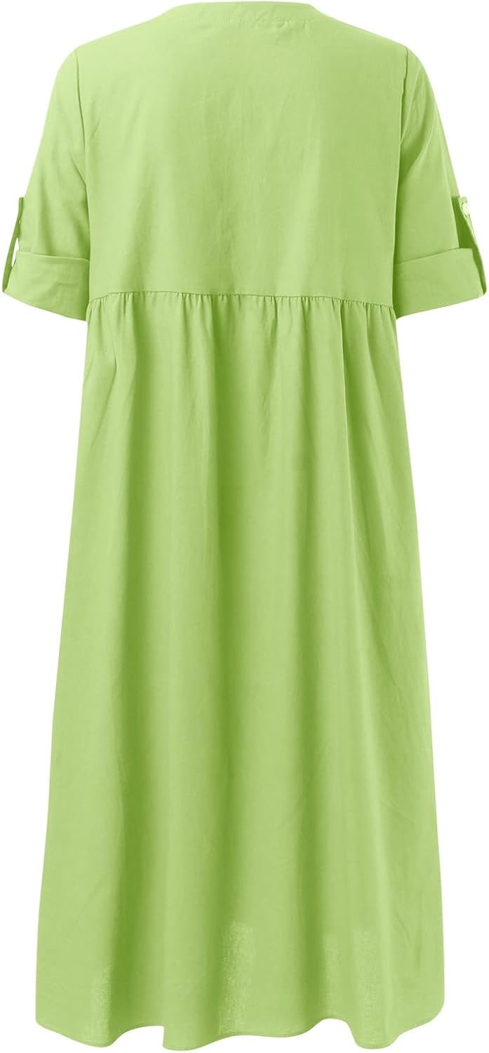 Women Fashion Casual Summer Linen Shirt   B72561 - TUZZUT Qatar Online Shopping