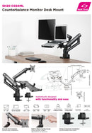Aluminium Slim Pole-Mounted Spring-Assited Monitor Arm With Laptop Holder - SH 20 C024ML (Fits Most 17" ~ 32") - Tuzzut.com Qatar Online Shopping