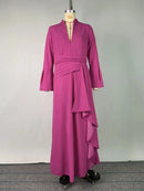 Elegant Deep V-Neck Pleated Formal Gown Evening Dress 147655 - TUZZUT Qatar Online Shopping