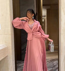 V-Neck A-Line Anke Length Evening Dresses S5017447 - TUZZUT Qatar Online Shopping