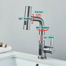 Waterfall Pull Out Kitchen Faucet with Digital Display Hot Cold Mixer Smart Faucet New Gray Style - TUZZUT Qatar Online Shopping