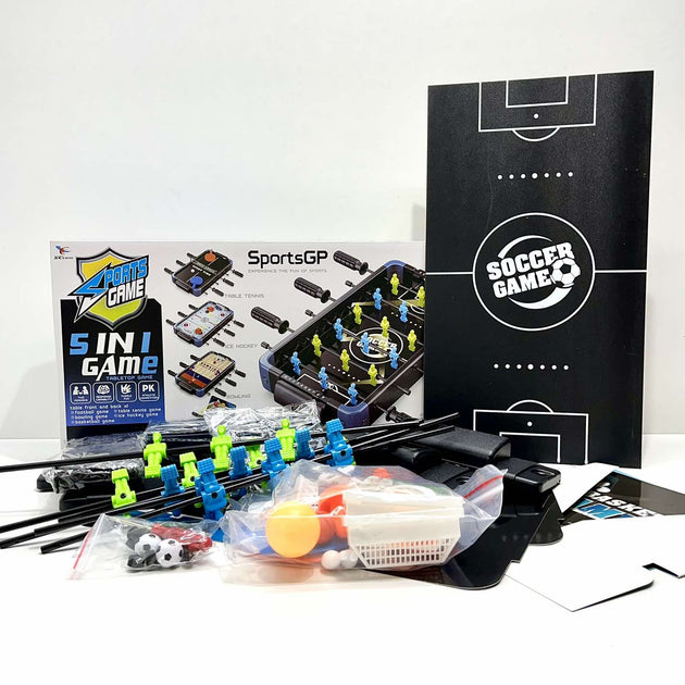 5-in-1 Multi Table Top Game Set For Kids 962-5 (Football, Curling , Ice Hockey, Bowling & Basketball ) - TUZZUT Qatar Online Shopping