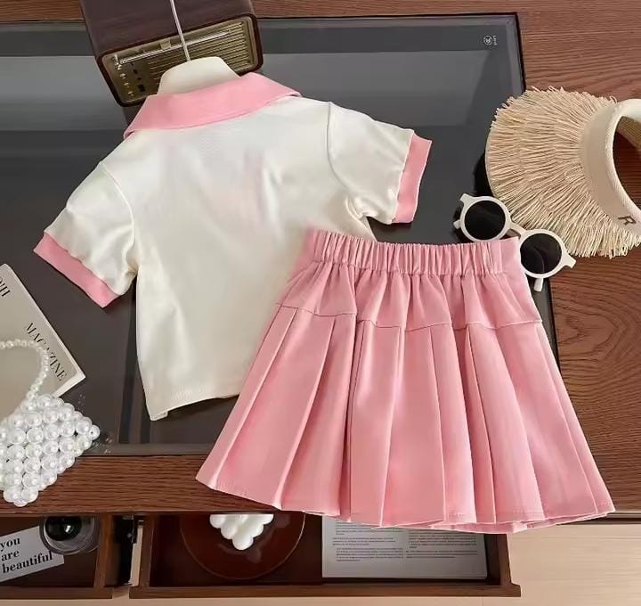 Girls' Short-Sleeved Shirt and Skirt Suit 541461 Girls' Short-Sleeved Shirt and Skirt Suit 541461
