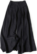 Solid Color Ramie Cotton Plus Size Loose Ninth Wide-Leg Pants 83707 - TUZZUT Qatar Online Shopping