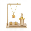 Women Square Zircon Necklace+Ring+Stud Earrings Jewelry 56751