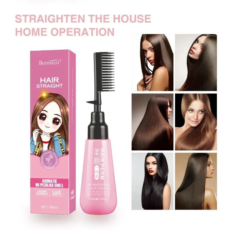 Bermazzi 180ml Hair Straightener Cream Smooth Straight Hair Relaxer Cream With Comb Fast Straightening Nourishing Cream Woman Hair Care - Tuzzut.com Qatar Online Shopping