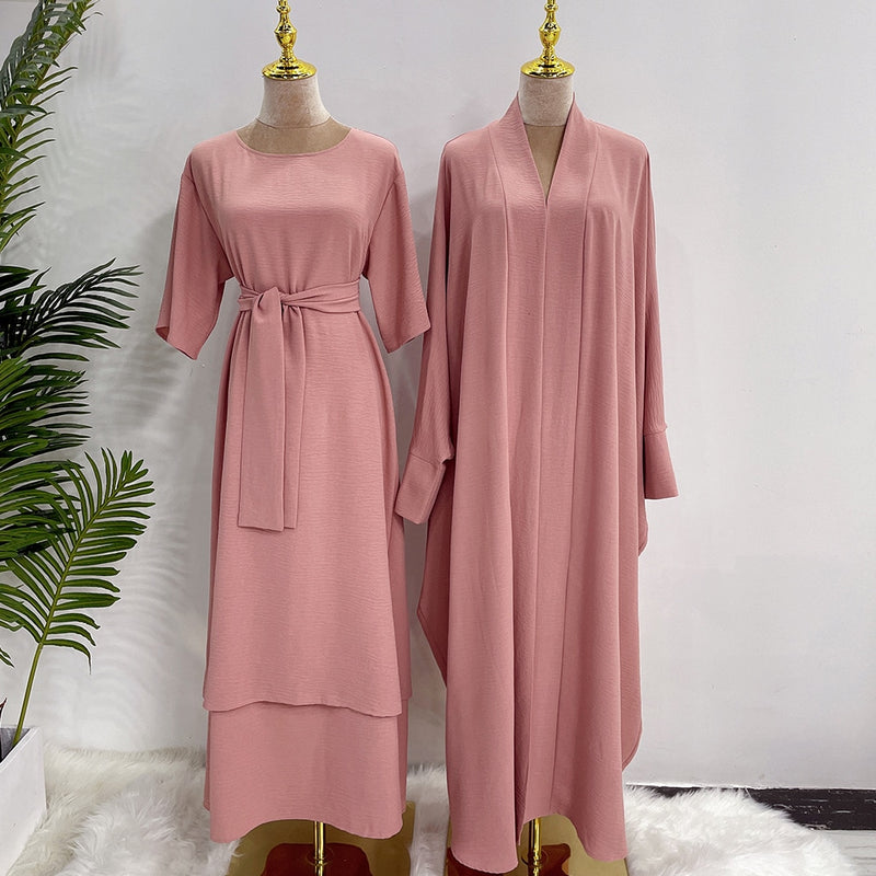 2 Pcs Women's Long Sleeve Solid Color Arabian Set M 525347