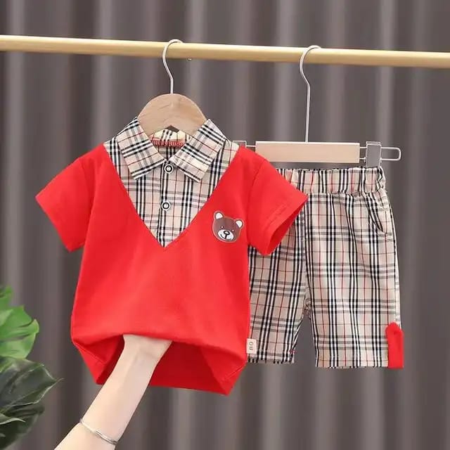 Children's clothing summer boys and girls infant cartoon casual short-sleeved shorts shirt kids short sets S4451030