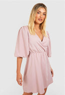 Puff Sleeve Skater Dress 0727 - TUZZUT Qatar Online Shopping