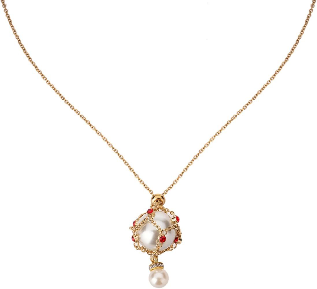 Pearl Gemstone Lavalier Pendant Metal Braided Mesh Necklace B-388701 Pearl Gemstone Lavalier Pendant Metal Braided Mesh Necklace B-388701