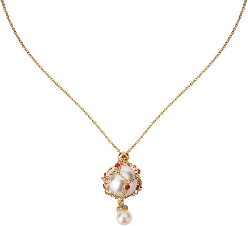 Adjustable Pearl Gemstone Lavalier Pendant Interchangeable Metal Braided Mesh Necklac Jewelry B-388701 - TUZZUT Qatar Online Shopping