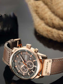 CURREN Leather Wrist Watch For Men W1640 - TUZZUT Qatar Online Shopping