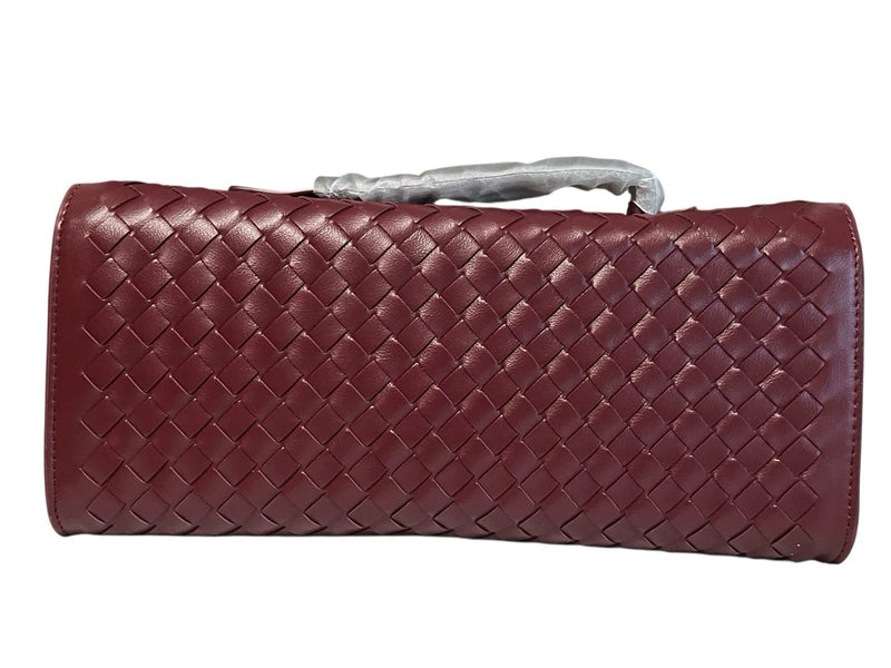 Woven Leather Clutch Top Handle Long Shoulder Bag B1893 - TUZZUT Qatar Online Shopping