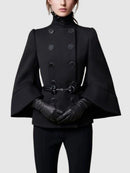 Flared Buttoned High Neck Outerwear Woolen Coat 111136 - TUZZUT Qatar Online Shopping