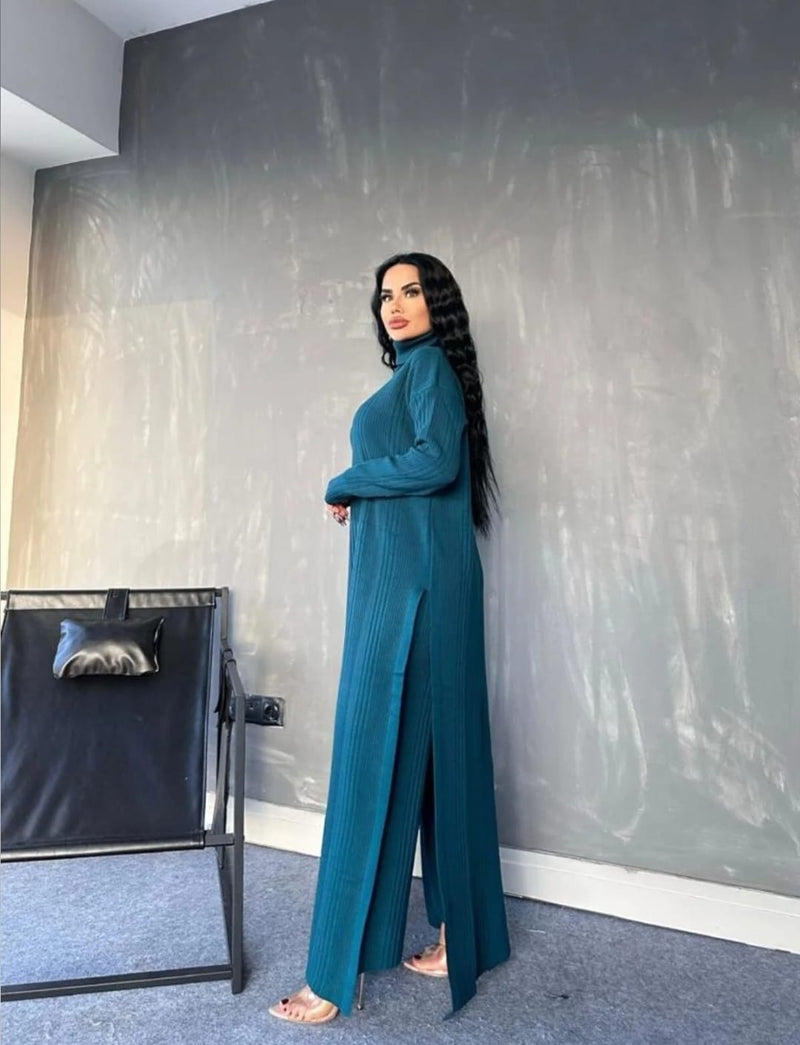 Women's Turtleneck Relaxed Fit Jumpsuit with Pant 72659 - TUZZUT Qatar Online Shopping