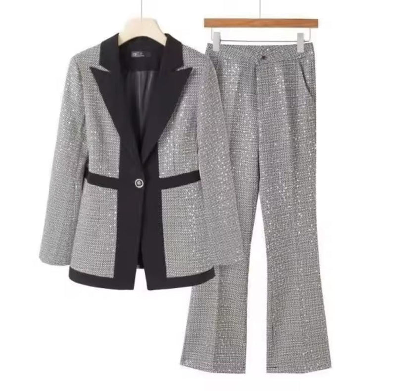 Women's Single Button Slim Fitting Blazer Pants Suit  B-59938 - TUZZUT Qatar Online Shopping