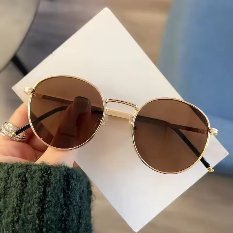 Round Brown Gold Sunglasses S4558103 - TUZZUT Qatar Online Shopping