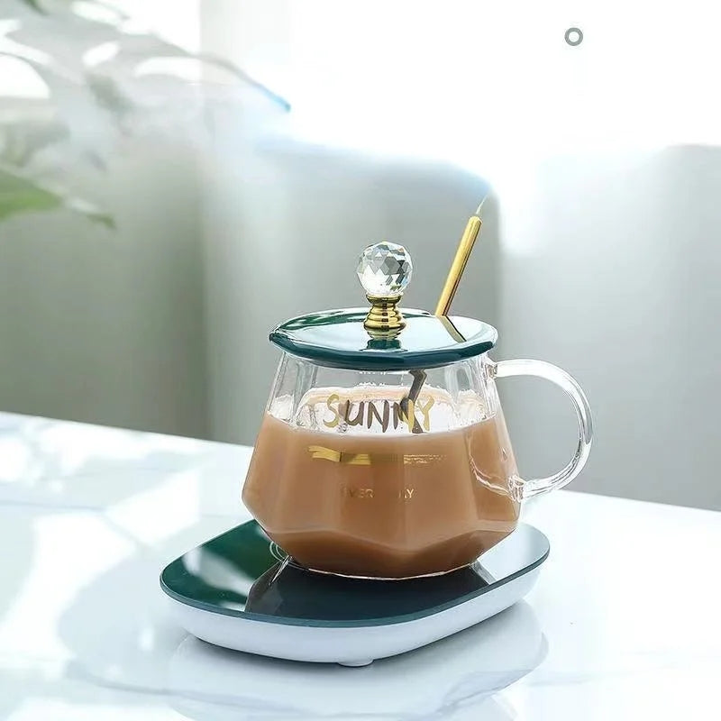 Automatic Mug Warmer Pad With Mug, Lid, Spoon with Gift Packing Automatic Mug Warmer Pad With Mug, Lid, Spoon with Gift Packing