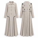 Taupe Collared Maxi Dress with Black Trim MC-A5