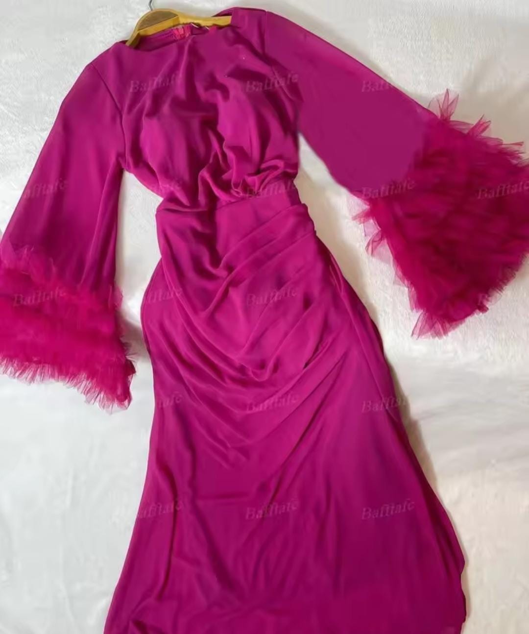 Tiered Puff Long Sleeves Prom Dresses Chiffon Arabia Customized Formal Midi S3177935 Tiered Puff Long Sleeves Prom Dresses Chiffon Arabia Customized Formal Midi S3177935