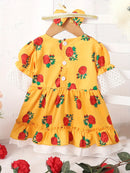 Adorable Girls' Floral Print Short Sleeve Dress 1275321 - TUZZUT Qatar Online Shopping