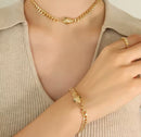 Gothic New Stainless Steel Snake Chain Bracelet Necklace Set For Women S5009285 - TUZZUT Qatar Online Shopping