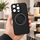 IP 14PRO Black Magnetic Phone Case with Circular Magnetic Ring & Camera Protection MF1991