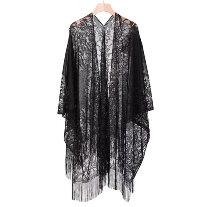 Women's Breathable Hollow Flower Lace Shawl S4632460 - TUZZUT Qatar Online Shopping