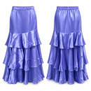 Purple Satin Tiered Ruffle Maxi Skirt MC-A23