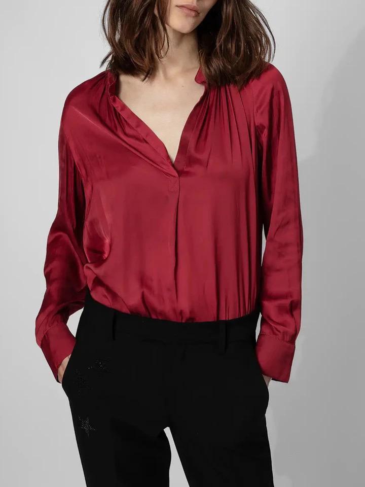 ZANZEA Woman Blouse V-neck Long Sleeves Buttoned Cuffs 4XL S4615898 - Tuzzut.com Qatar Online Shopping