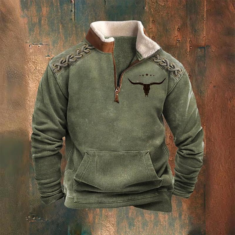 Men's Zip Standing Collar Sweatshirt C6116 - TUZZUT Qatar Online Shopping