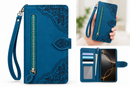S23 ULTRA Women's fancy type Wallet Phone Case with Zipper Pocket & Wrist Strap – Blue MF 1979